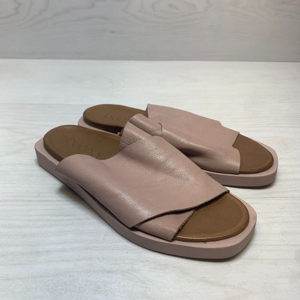 Bueno Jesse Slide Sandal Womens Blush Pink Size 37 / 6.5 Leather Slip On